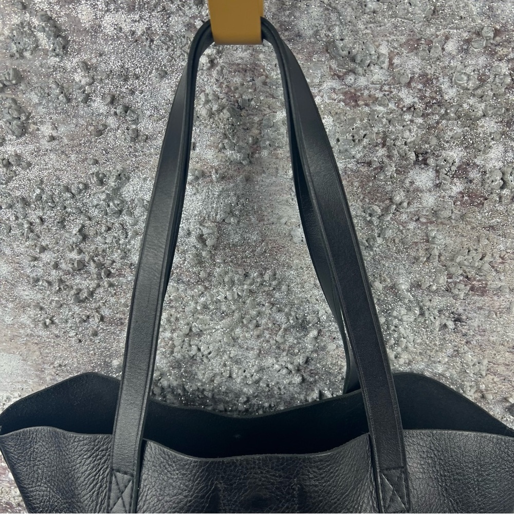 547 Madewell Black Leather Structured Tote Bag - Picture 7 of 10